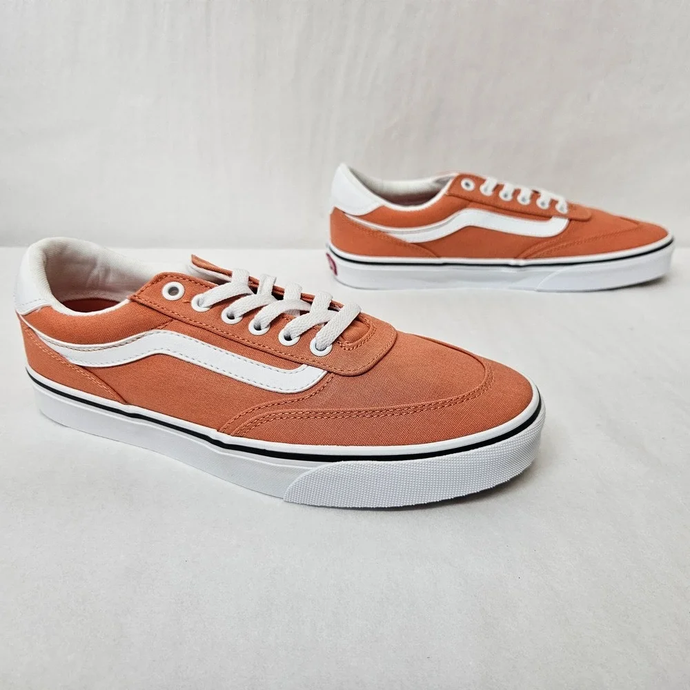 Vans Brooklyn Ls Canvas Sneakers VN000D7UEMR Coral Rust White Womens Size 9.5